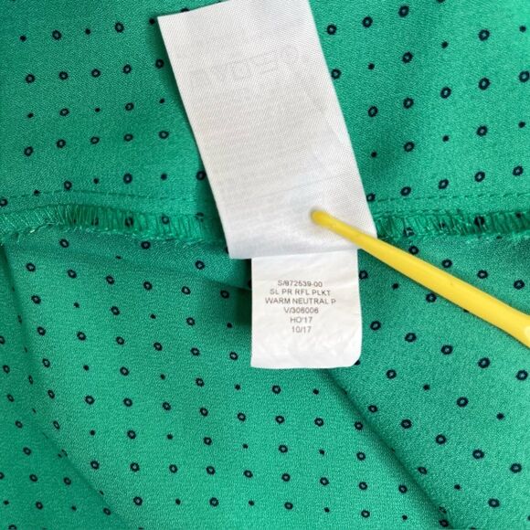 Banana Republic Sleeveless Dot Ruffle Placket Green Blue Button Top Women Small - Picture 8 of 11